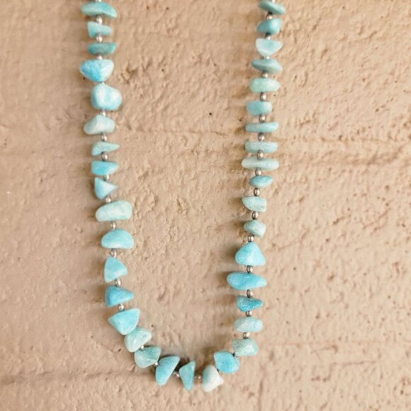 Gorgeous ocean blue amazonite 925 sterling silver handmade chunky graduating nec - Picture 12 of 16